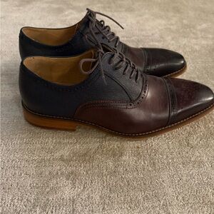 Men's Two-Tone Brown and Navy Cap-Toe Oxford Dress Shoes
